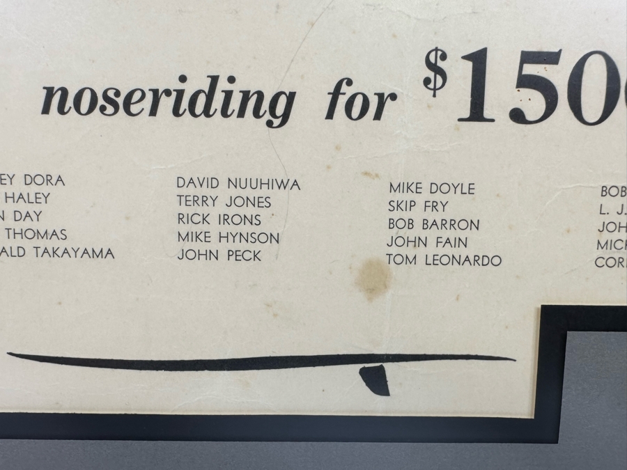 Original Tom Morey Invitational Noseriding Surf Contest The Nation's Finest Surfers Poster Handbill 11 X 14.5 Framed 18 X 21 [Photo 9]