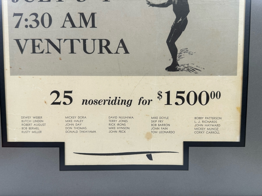 Original Tom Morey Invitational Noseriding Surf Contest The Nation's Finest Surfers Poster Handbill 11 X 14.5 Framed 18 X 21 [Photo 7]
