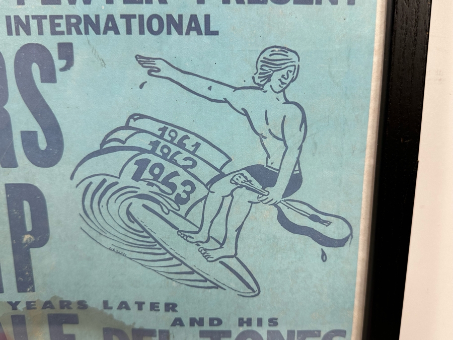 Original 1973 The First International Surfers' Stomp Dick Dale, Ten Years Later, The Surfaris, The Challengers Plus Surf Movies At The Hollywood Palladium Framed 15 X 21 [Photo 5]