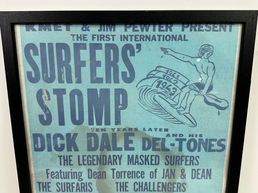 Original 1973 The First International Surfers' Stomp Dick Dale, Ten Years Later, The Surfaris, The Challengers Plus Surf Movies At The Hollywood Palladium Framed 15 X 21 [Photo 4]