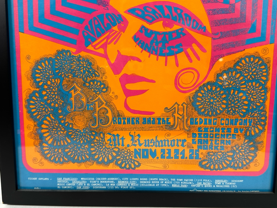 Big Brother & The Holding Company Vintage 1967 Concert Poster Mt. Rushmore Family Dog FD-93-1 14.5 X 20.5 [Photo 10]