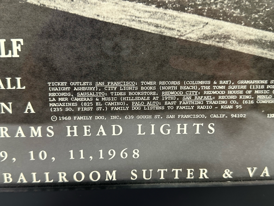 Steppenwolf, Siegel Schwall, Santana, Jerry Abrams Head Lights Vintage 1968 Concert Poster By Billy Glover Avalon Ballroom Family Dog FD-132 14.5 X 20.5 [Photo 9]