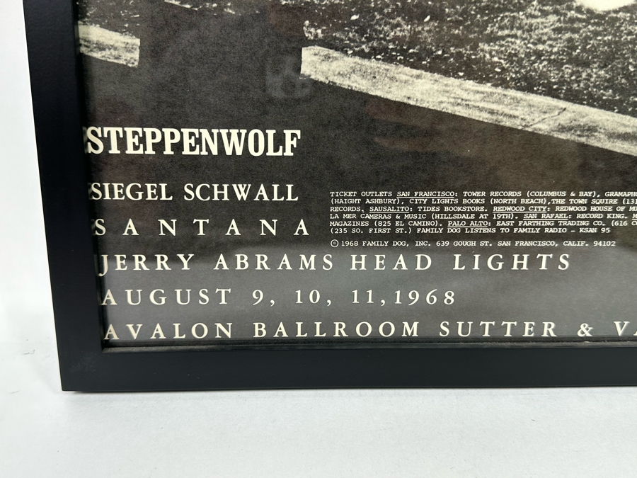 Steppenwolf, Siegel Schwall, Santana, Jerry Abrams Head Lights Vintage 1968 Concert Poster By Billy Glover Avalon Ballroom Family Dog FD-132 14.5 X 20.5 [Photo 7]