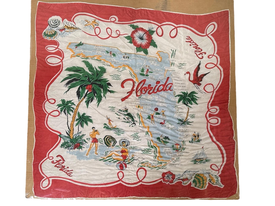 Vintage Florida Map Scarf 30 X 30