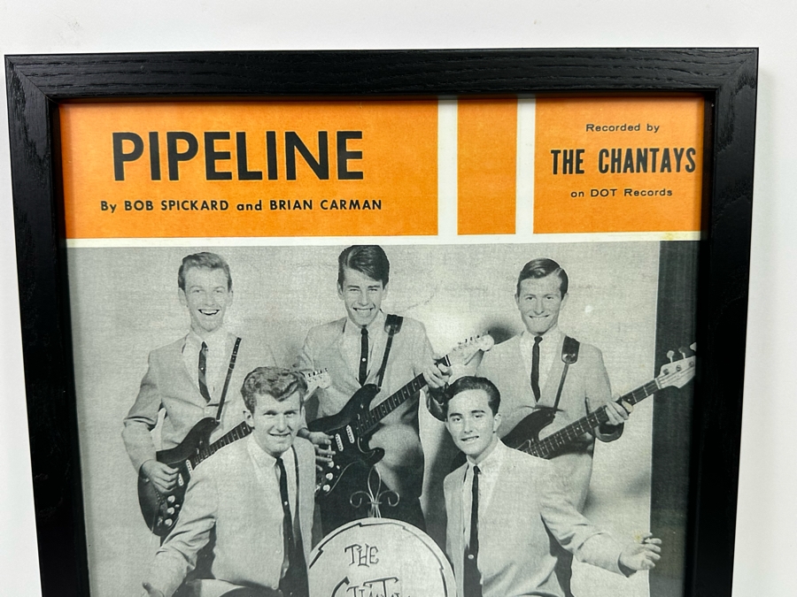 Pipeline Sheet Music The Chantays 1963 Dot Records Downey Music Publishing Framed 12 X 15 [Photo 3]