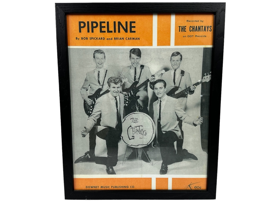 Pipeline Sheet Music The Chantays 1963 Dot Records Downey Music Publishing Framed 12 X 15 [Photo 1]