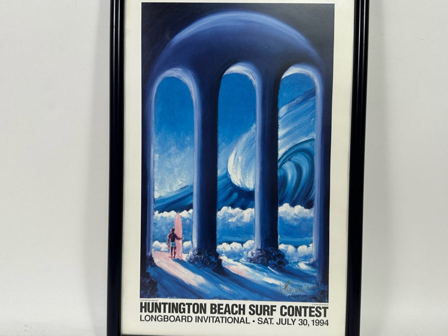 Autographed John Severson Huntington Beach Surf Contest Poster 1994 Longboard Invitational 12 X 17 [Photo 3]