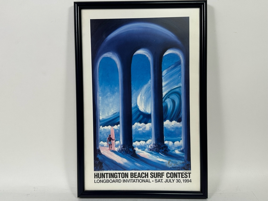 Autographed John Severson Huntington Beach Surf Contest Poster 1994 Longboard Invitational 12 X 17 [Photo 2]