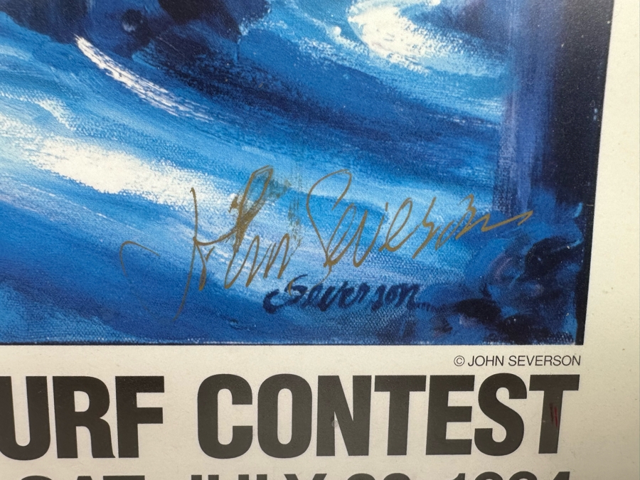 Autographed John Severson Huntington Beach Surf Contest Poster 1994 Longboard Invitational 12 X 17 [Photo 6]