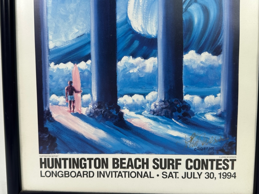Autographed John Severson Huntington Beach Surf Contest Poster 1994 Longboard Invitational 12 X 17 [Photo 5]