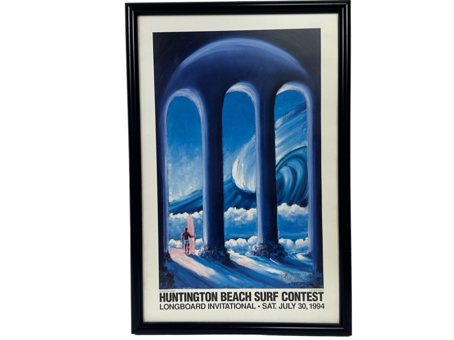 Autographed John Severson Huntington Beach Surf Contest Poster 1994 Longboard Invitational 12 X 17 [Photo 1]