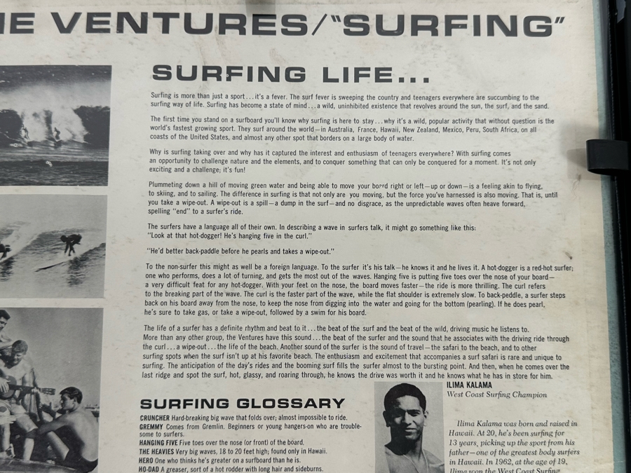 The Ventures 'Surfing' LP Record Framed [Photo 7]