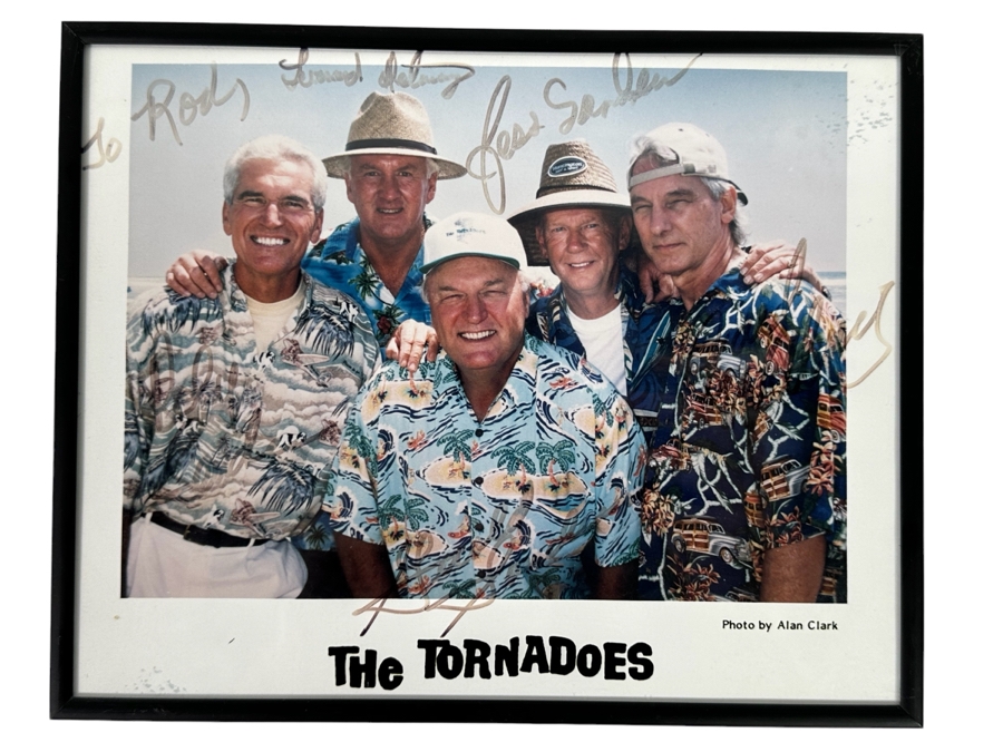 Autographed Color Photograph Of The Surf Music Band The Tornadoes Framed 10 X 8 [Photo 1]