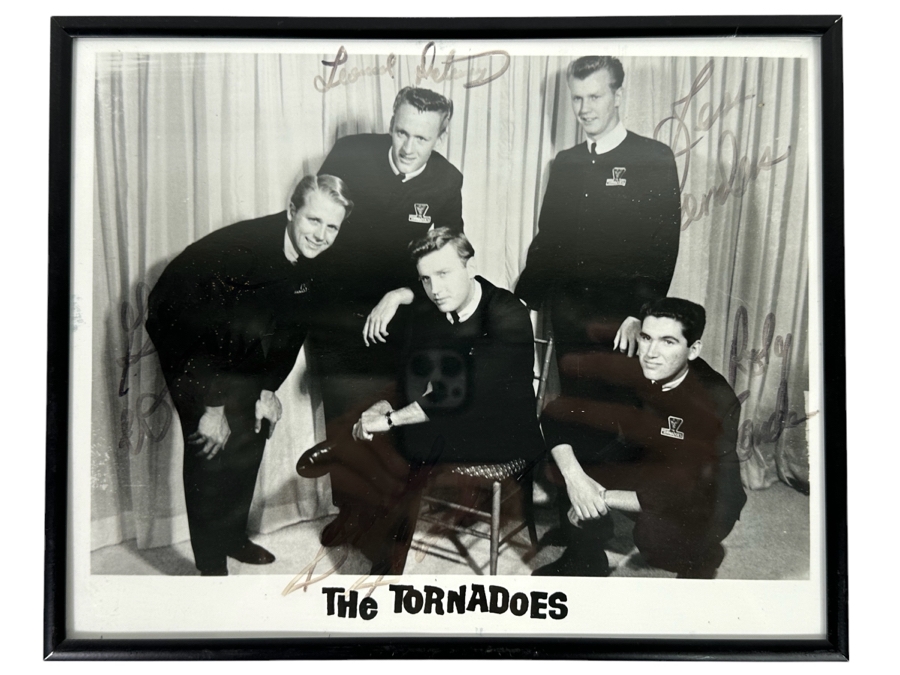 Autographed B&W Photograph Of The Surf Music Band The Tornadoes Framed 10 X 8 [Photo 1]