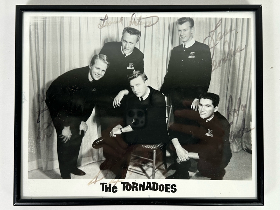 Autographed B&W Photograph Of The Surf Music Band The Tornadoes Framed 10 X 8 [Photo 2]