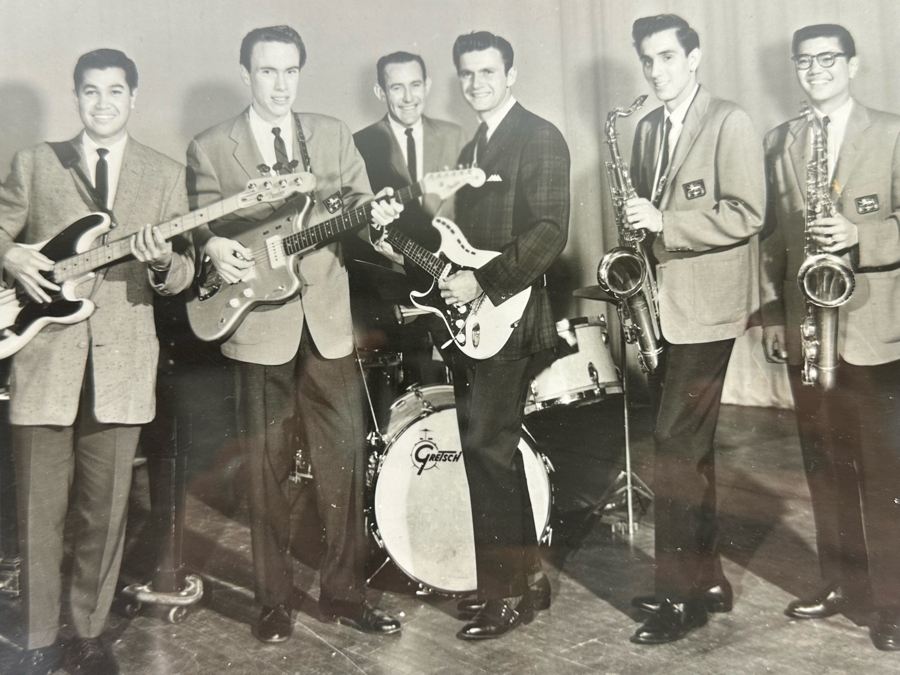 Autographed B&W Photograph Of The Surf Music Band Dick Dale And The Del-Tones Framed 11 X 9 [Photo 4]