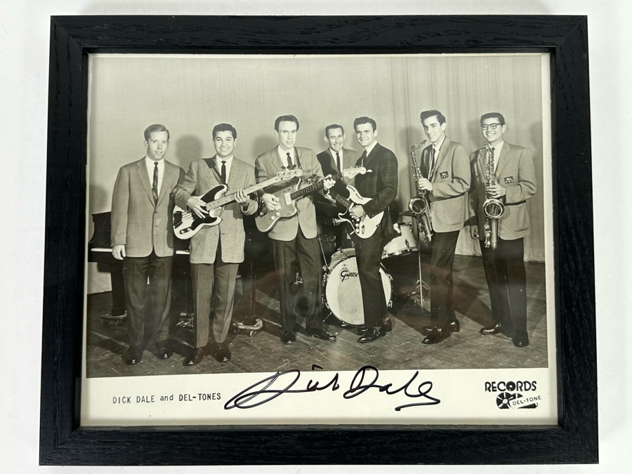 Autographed B&W Photograph Of The Surf Music Band Dick Dale And The Del-Tones Framed 11 X 9 [Photo 2]