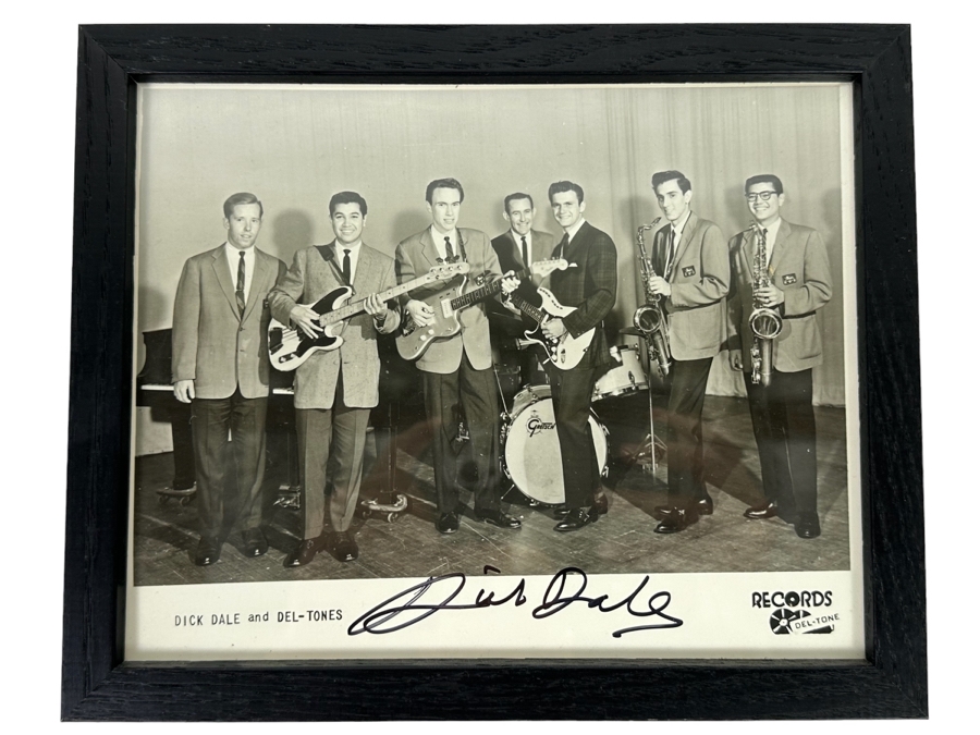 Autographed B&W Photograph Of The Surf Music Band Dick Dale And The Del-Tones Framed 11 X 9 [Photo 1]