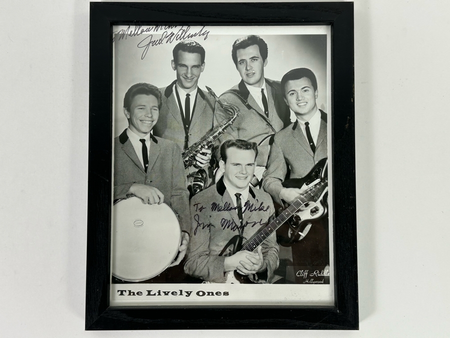 Autographed B&W Photograph Of The Surf Music Band The Lively Ones Framed 9 X 11 [Photo 2]