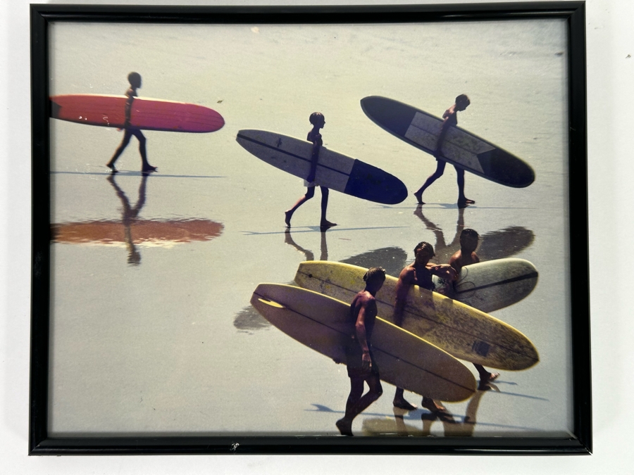 Vintage Color Photograph Of Longboarders Surfers Framed 10 X 8 [Photo 2]