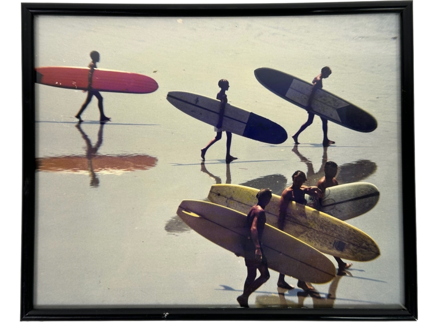 Vintage Color Photograph Of Longboarders Surfers Framed 10 X 8 [Photo 1]
