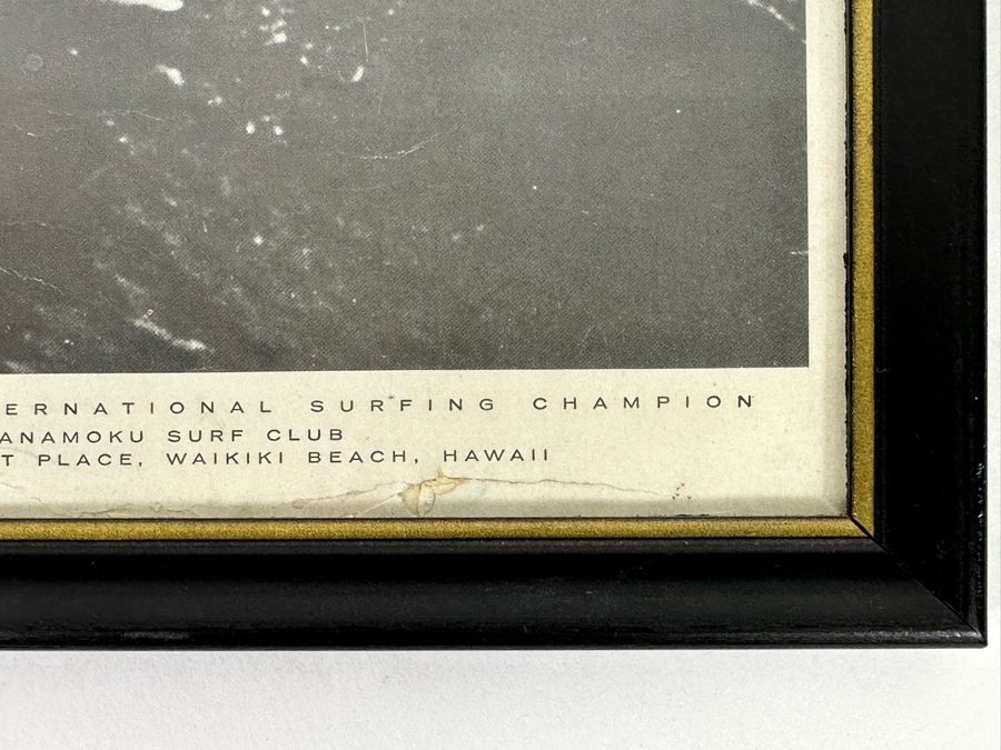 Autographed B&W Poster Of Paul Strauch, Jr. International Surfing Champion Duke Kahanamoku Surf Club International Market Place, Waikiki Beach, Hawaii Framed 9 X 11 [Photo 9]