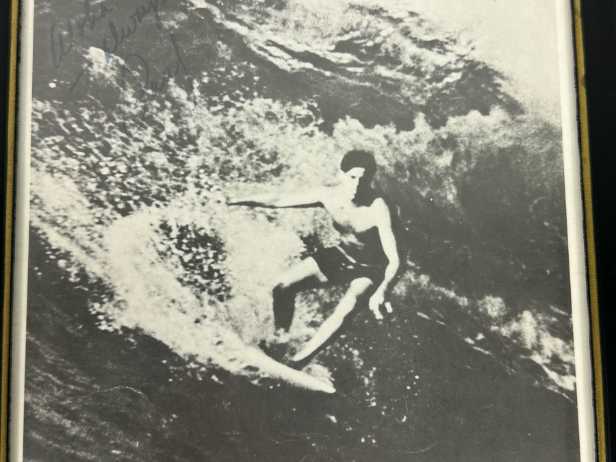 Autographed B&W Poster Of Paul Strauch, Jr. International Surfing Champion Duke Kahanamoku Surf Club International Market Place, Waikiki Beach, Hawaii Framed 9 X 11 [Photo 4]