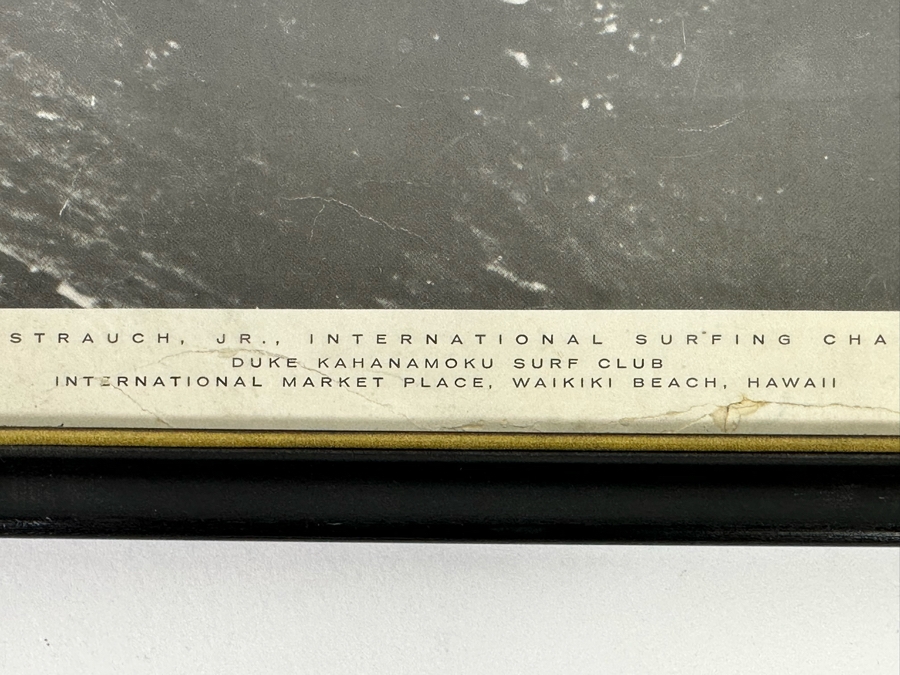 Autographed B&W Poster Of Paul Strauch, Jr. International Surfing Champion Duke Kahanamoku Surf Club International Market Place, Waikiki Beach, Hawaii Framed 9 X 11 [Photo 8]