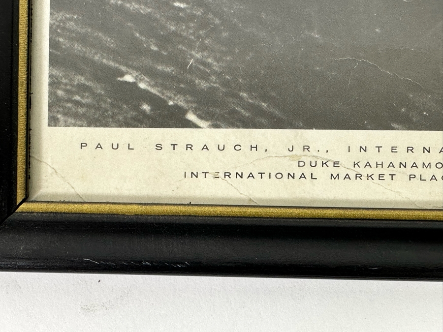 Autographed B&W Poster Of Paul Strauch, Jr. International Surfing Champion Duke Kahanamoku Surf Club International Market Place, Waikiki Beach, Hawaii Framed 9 X 11 [Photo 7]