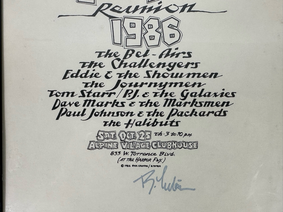 Autographed South Bay Surf Band Reunion 1986 Conert Poster The Bel-Airs, The Challengers Framed 9 X 11 [Photo 7]