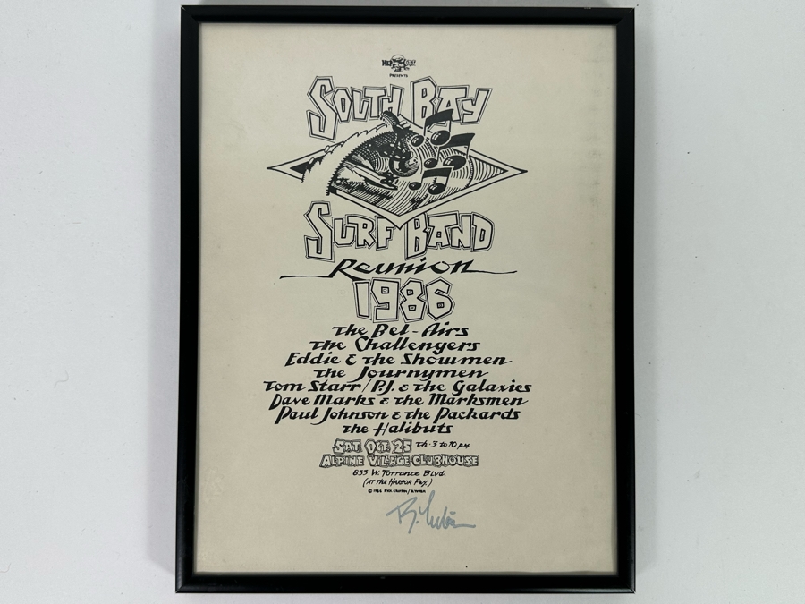 Autographed South Bay Surf Band Reunion 1986 Conert Poster The Bel-Airs, The Challengers Framed 9 X 11 [Photo 3]