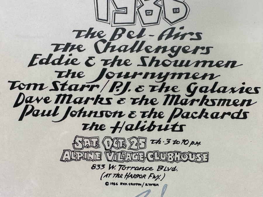 Autographed South Bay Surf Band Reunion 1986 Conert Poster The Bel-Airs, The Challengers Framed 9 X 11 [Photo 8]