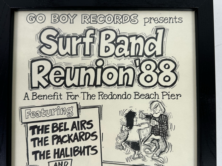 Surf Band Reunion 1988 Conert Poster A Benefit For The Redondo Beach Pier The Bel-Airs, The Packards, The Halibuts Framed 9.5 X 12 [Photo 3]