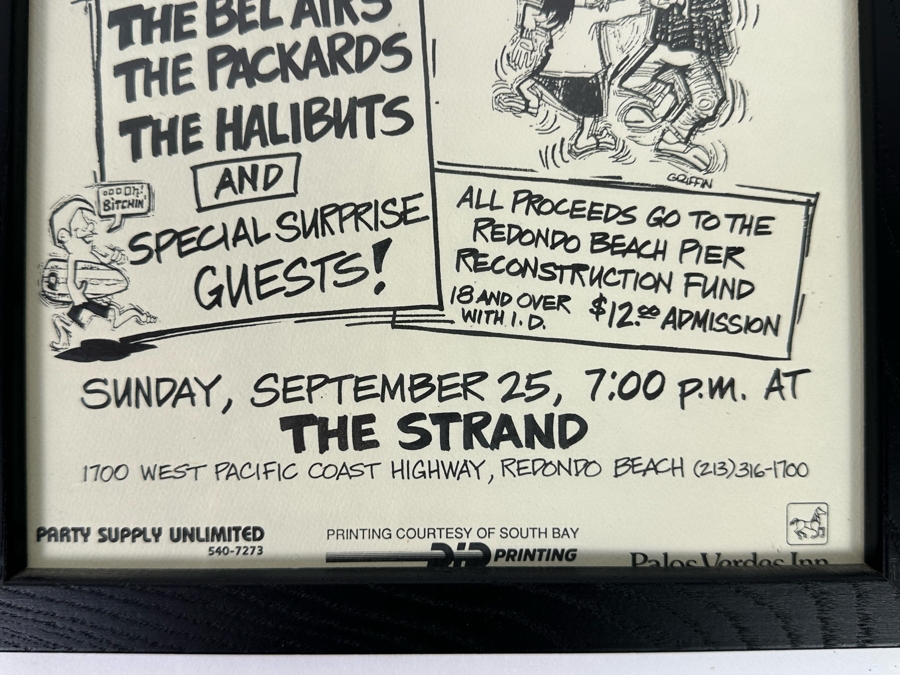 Surf Band Reunion 1988 Conert Poster A Benefit For The Redondo Beach Pier The Bel-Airs, The Packards, The Halibuts Framed 9.5 X 12 [Photo 9]