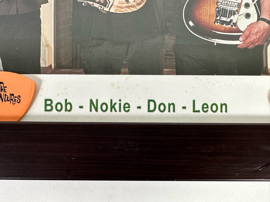 Autographed Color Photograph Of The Surf Music Band The Ventures With Several The Ventures Guitar Picks Framed 12 X 10 [Photo 10]