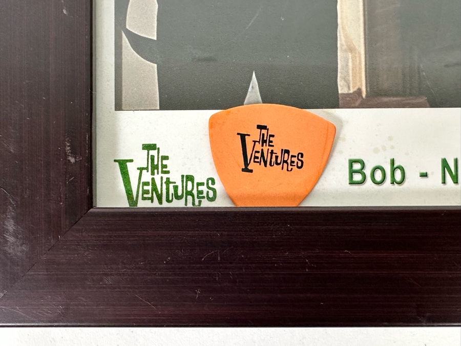 Autographed Color Photograph Of The Surf Music Band The Ventures With Several The Ventures Guitar Picks Framed 12 X 10 [Photo 11]