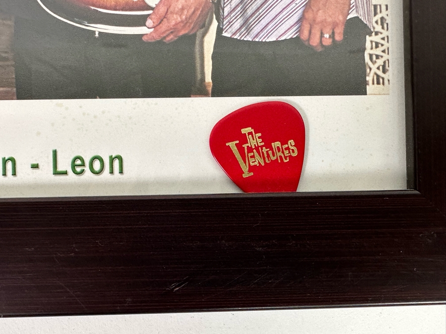 Autographed Color Photograph Of The Surf Music Band The Ventures With Several The Ventures Guitar Picks Framed 12 X 10 [Photo 9]