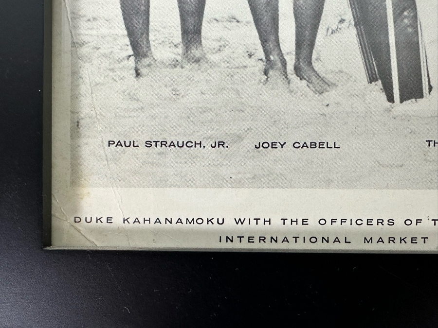 Rare Autographed B&W Poster Of Duke Kahanamoku With The Officers Of The World Famous Duke Kahanamoku Surf Club: Autographed By Duke Kahanamoku, Butch Van Artsdalen, Fred Hemmings And Paul Strauch, Jr. Framed 9 X 11 [Photo 7]