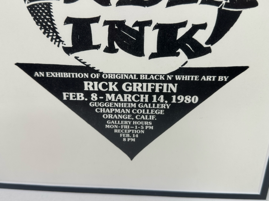 Rick Griffin Art Exhibition Poster India Ink And Exhibiton Of Original Black & White Art By Rick Griffin Vintage 1980 Orange, CA 8 X 12.5 Framed 15.5 X 19.5 [Photo 7]