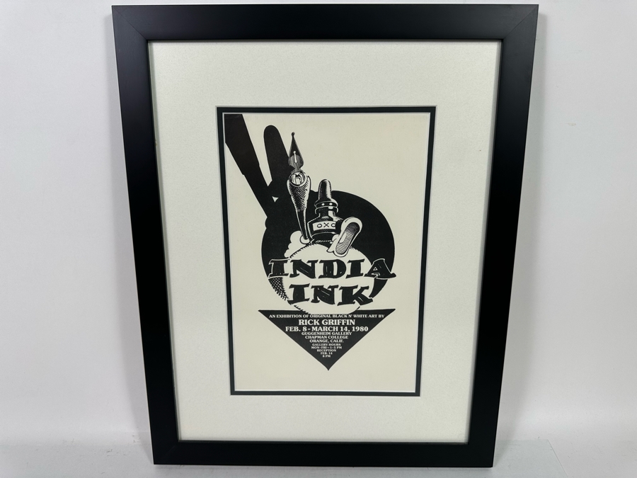 Rick Griffin Art Exhibition Poster India Ink And Exhibiton Of Original Black & White Art By Rick Griffin Vintage 1980 Orange, CA 8 X 12.5 Framed 15.5 X 19.5 [Photo 3]