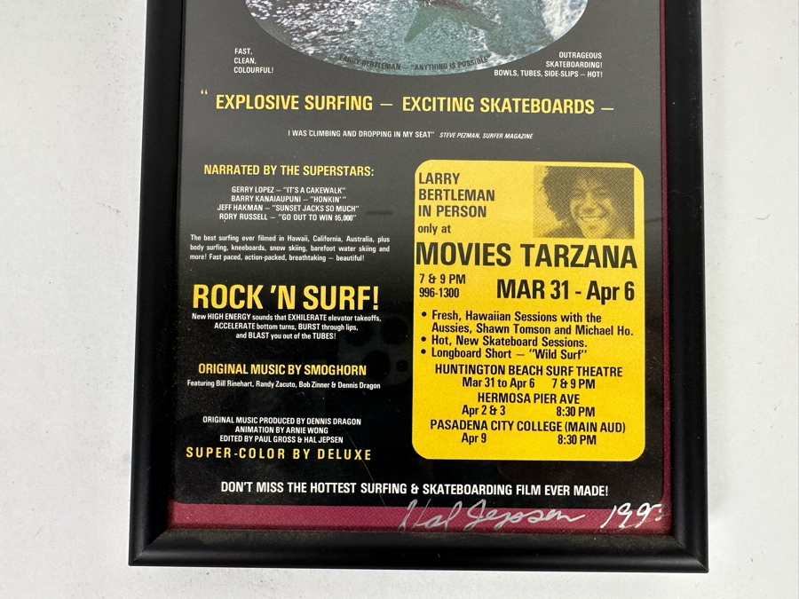 Autographed Hal Jepsen Super Session Surf Movie Handbill Featuring Larry Bertleman Framed 5.5 X 8.5 [Photo 4]