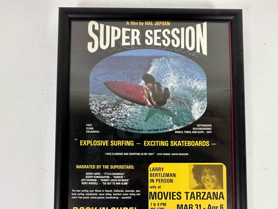 Autographed Hal Jepsen Super Session Surf Movie Handbill Featuring Larry Bertleman Framed 5.5 X 8.5 [Photo 3]