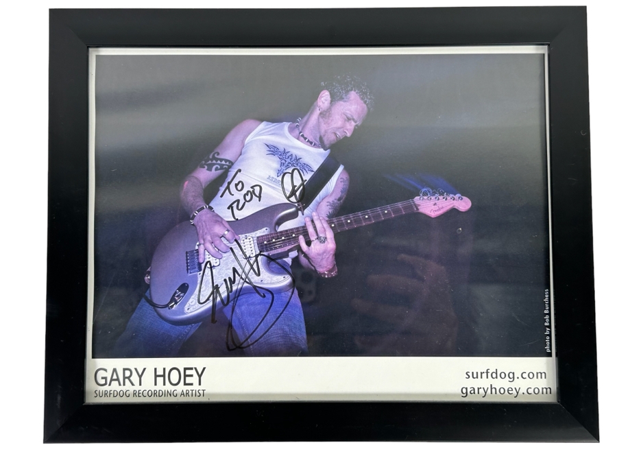 Autographed Gary Hoey Color Photograph Surfdog Recording Artist Framed 12 X 10 [Photo 1]