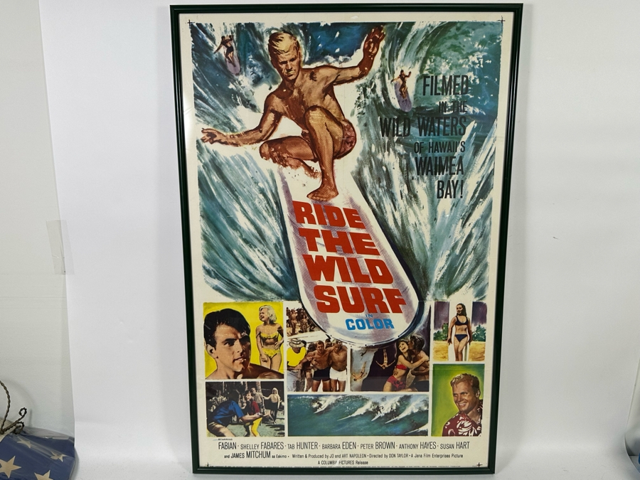 Large Vintage Ride The Wild Surf Movie Poster Framed, An Original Surf Movie Poster 28 X 41 [Photo 3]