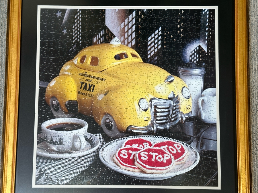 Framed Puzzle Of Sid's Radio Taxi Cab NYC Glenn Appleman 26.5 X 26.5 [Photo 4]