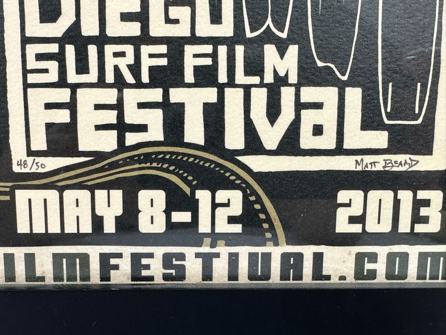 Autographed Limited Edition San Diego Surf Film Festival 2013 Poster By Matt Beard Framed 12 X 18 [Photo 5]