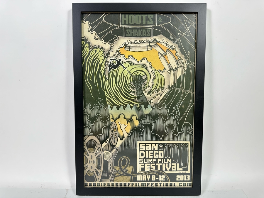 Autographed Limited Edition San Diego Surf Film Festival 2013 Poster By Matt Beard Framed 12 X 18 [Photo 8]