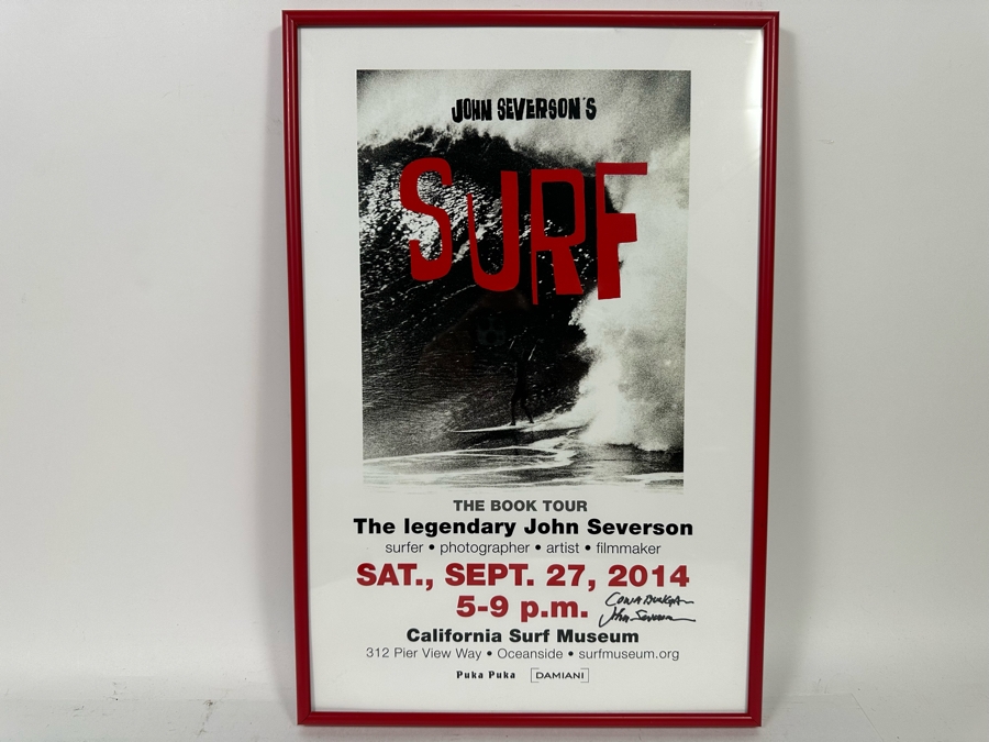 Autographed John Severson's Surf Book Tour Promotional At The California Surf Museum Oceanside, CA Poster Signed By John Severson Framed 12 X 18 [Photo 3]