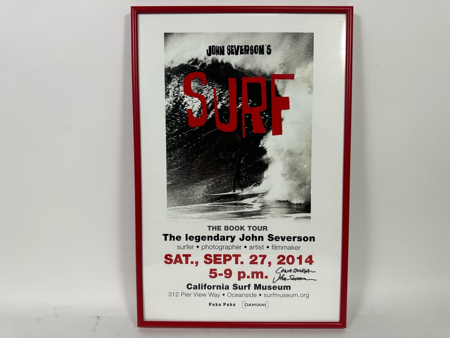 Autographed John Severson's Surf Book Tour Promotional At The California Surf Museum Oceanside, CA Poster Signed By John Severson Framed 12 X 18 [Photo 2]