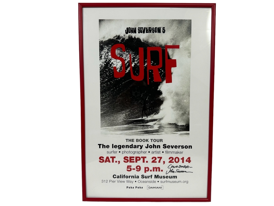 Autographed John Severson's Surf Book Tour Promotional At The California Surf Museum Oceanside, CA Poster Signed By John Severson Framed 12 X 18 [Photo 1]